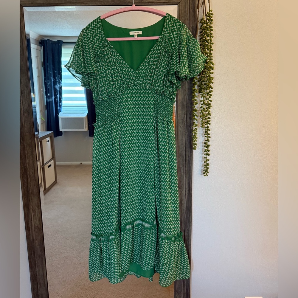green&white midi dress - size XS